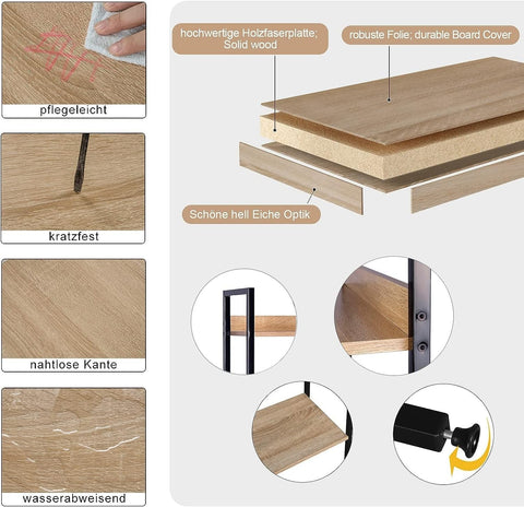 Rootz Standing Shelf - Bookcase - Organizer - Modern Design - 60cm x 27.5cm x 160cm - Mk of MDF Board & Steel - Easy Assembly