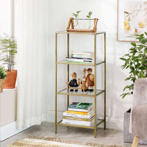 Rootz Stand Shelf - Hard Glass Shelving Unit - Storage Rack - Durable Glass - 40cm x 30cm x 95cm