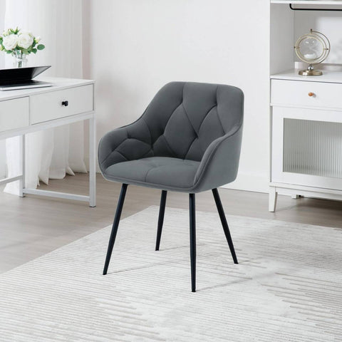 Rootz Velvet Dining Chair - Elegant Chair - Comfortable Seating - Luxurious, Ergonomic, Sturdy - 56cm x 83.5cm x 53cm