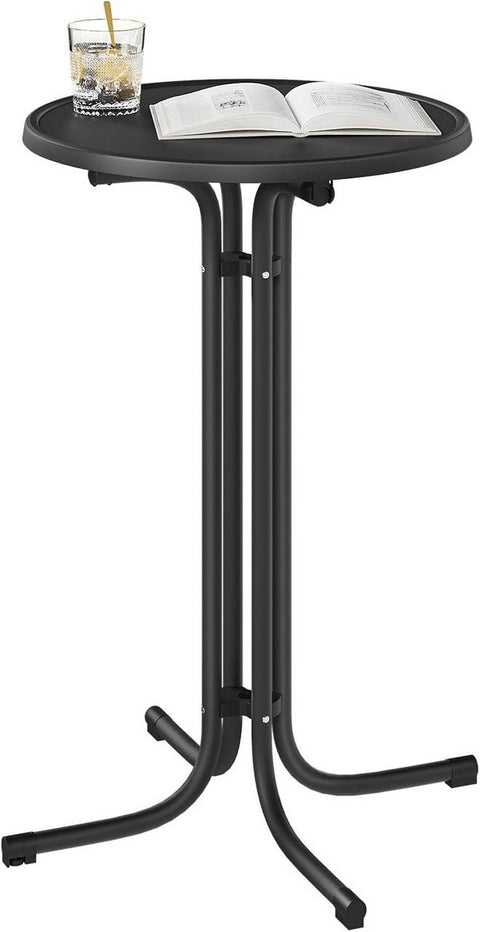 Rootz Foldable Standing Table - Bistro Table - Bar Table - Weatherproof & Round - Metal Pipes - Black - 70cm Diameter x 110cm Height
