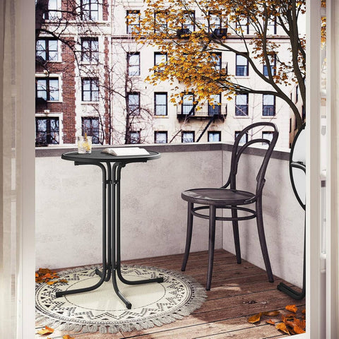 Rootz Standing Table Foldable - High Table - Bar Table - Weatherproof & Space-Saving - 80cm Diameter Table Top - Black Metal Pipes - 90 x 110 x 90 cm