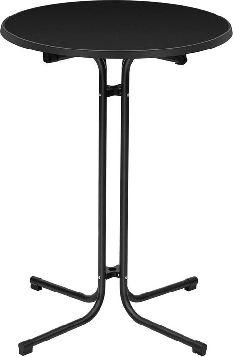 Rootz Standing Table Foldable - High Table - Bar Table - Weatherproof & Space-Saving - 80cm Diameter Table Top - Black Metal Pipes - 90 x 110 x 90 cm