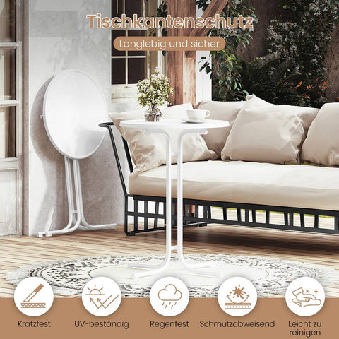 Rootz Foldable Standing Table - Bar Table - Bistro Table - Weatherproof & Sturdy - 80cm Ø White Metal Pipes - Perfect for Indoor & Outdoor Events