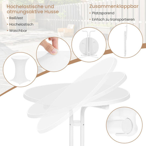 Rootz Foldable Standing Table - Bar Table - Bistro Table - Weatherproof & Sturdy - 80cm Ø White Metal Pipes - Perfect for Indoor & Outdoor Events