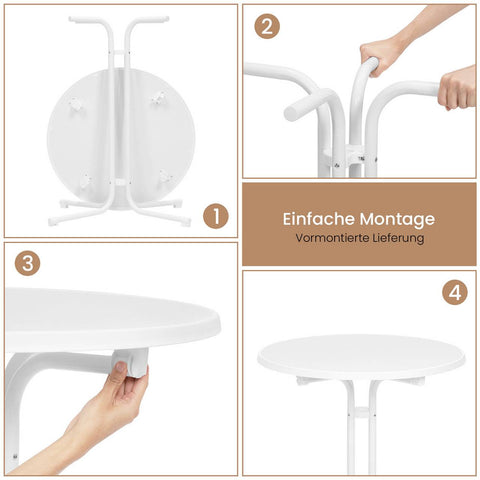 Rootz Foldable Standing Table - Bar Table - Bistro Table - Weatherproof & Sturdy - 80cm Ø White Metal Pipes - Perfect for Indoor & Outdoor Events