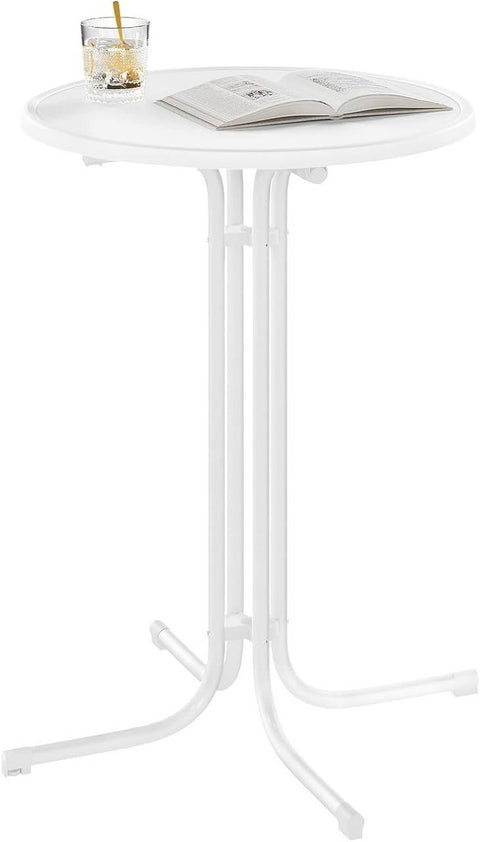 Rootz Foldable Standing Table - Bar Table - Bistro Table - Weatherproof & Sturdy - 80cm Ø White Metal Pipes - Perfect for Indoor & Outdoor Events