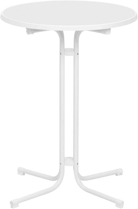 Rootz Foldable Standing Table - Bar Table - Bistro Table - Weatherproof & Sturdy - 80cm Ø White Metal Pipes - Perfect for Indoor & Outdoor Events