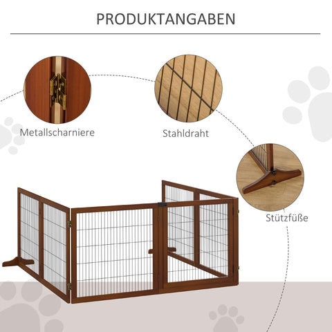 Rootz Folding Dog Barrier - Pet Gate - Wooden Pet Fence - Stylish Design - 432cm x 36cm x 70cm