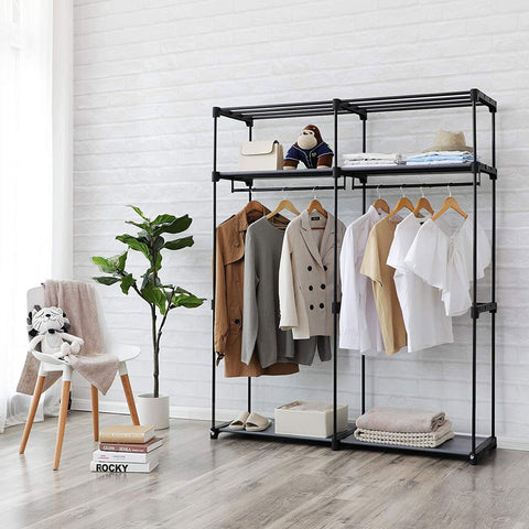 Rootz Fabric Wardrobe - Portable Closet - Foldable Clothes Rack - Non-Woven Fabric - 140cm x 43cm x 174cm