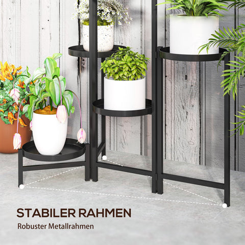 Rootz Flower Pot Stand - Plant Stand - Corner Plant Rack - Adjustable Levels - Rust Resistant Metal - 60l x 40b x 80H cm