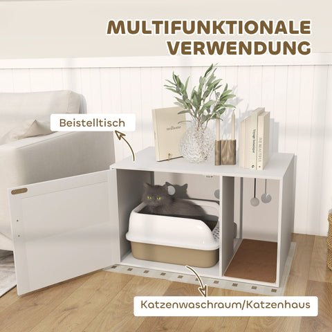 Rootz Litter Box Housing - Cat Toilet Cabinet - Cat Litter Enclosure - Reduce Odor - 80 x 50 x 50 cm