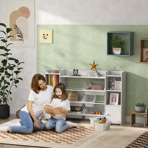 Rootz Children's Storage Shelf - Toy Book Shelf - 8 Removable Boxes - Promotes Independence - 140cm x 30cm x 90cm