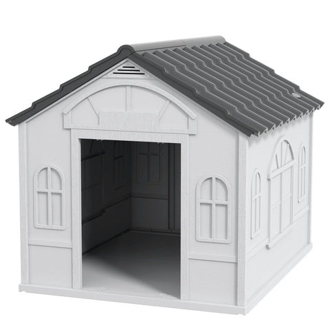 Rootz Dog Kennel - Outdoor Shelter - Weatherproof House - Durable Plastic - 65 x 75.7 x 63 cm - Optimal Comfort & Safety
