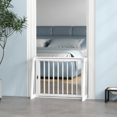 Rootz Adjustable Dog Barrier Gate - Extendable Pet Grille - Wooden Dog Guard - Non-Slip Mat - Support Frame - Pine Wood - 71cm-190cm x 38.5cm x 56cm