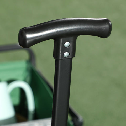 Rootz Foldable Trolley Transport Car - Utility Cart - Garden Wagon - 40kg Load - Adjustable Handle - 83x50x69-99cm Green and Black