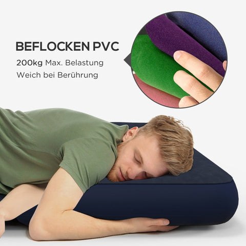 Rootz Air Mattress for 2 People - Inflatable Bed - Camping Mattress - Soft & Robust - Optimal Body Support - Quick Inflation - 203cm x 152cm x 22cm - Dark Blue