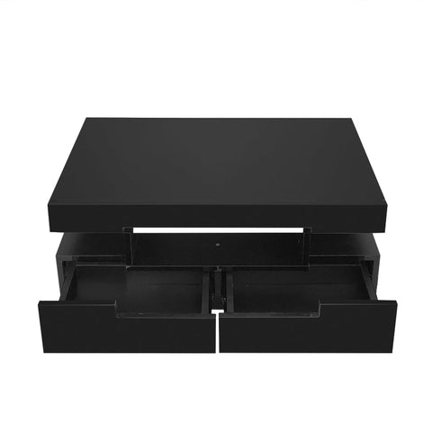 Rootz Coffee Table - Elegant Center Table - High-Gloss Finish - LED Lighting & Storage - 80L x 50W x 36H cm - Luxurious Living Room Highlight