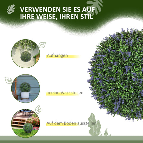 Rootz Artificial Plant Set - Faux Lavender Bushes - UV Resistant Greenery - Indoor/Outdoor Decor - 42cm Diameter