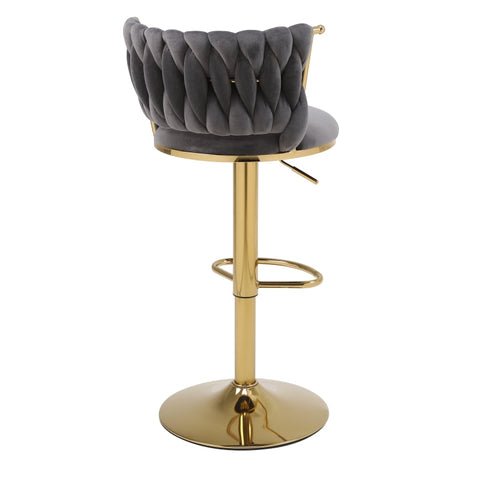 Rootz Bar Chair - Swivel Seat - Height Adjustable - Velvet Comfort - 46.9cm x 51.9cm x 102.9cm