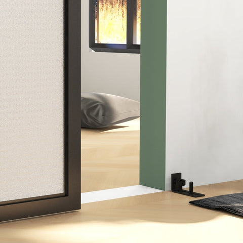 Rootz Sliding Door Hardware Kit - Barn Door System - Carbon Steel - Space Saving - Modern Style - 244cm x 0.5cm x 4cm