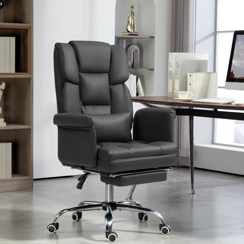 Rootz Office Chair - Ergonomic Swivel - Adjustable Chair - Lumbar Support - Black Synthetic Leather - 69cm x 110cm x 85-93cm