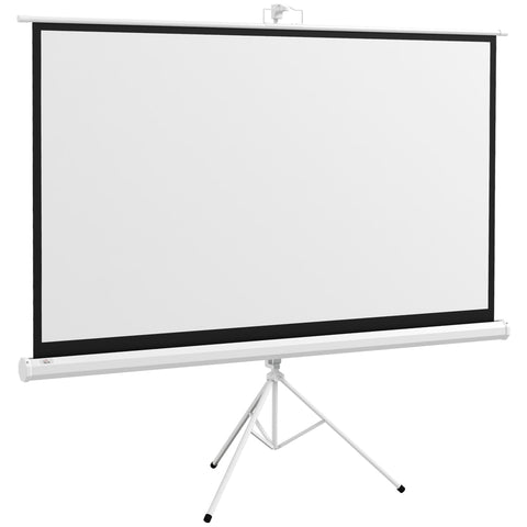 Rootz Projector Canvas with Tripod - Roller Blind Screen - Movie Screen - 4K HD Viewing - 186cm x 105cm x 84 inches
