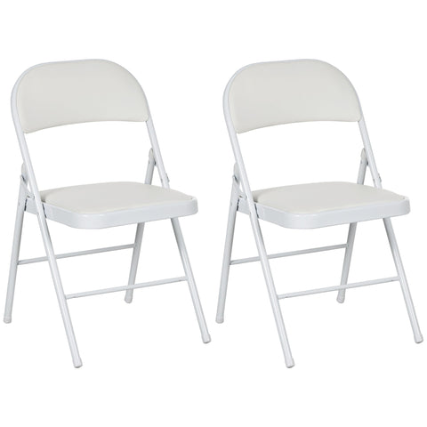 Rootz 2 Set Folding Chairs - Portable Office Chairs - Reception Seating - Synthetic Leather - Metal Legs - 45cm x 46cm x 78cm