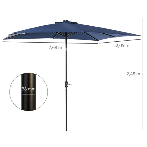 Rootz Garden Parasol - Sunshield - Tiltable LED Sunshade - Optimal Sun Protection - 268L x 205W x 248H cm