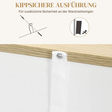 Rootz Sideboard Cabinet - Large Storage Organiser - Console Table - Ample Storage - 105 x 30 x 81.5cm - Modern White - Brown Finish