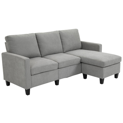 Rootz 3-Seater Corner Sofa - Lounge Sofa - Modular Sofa - Turnable Ottoman - Polyester Comfort - 197b x 139t x 91h cm,  Grey