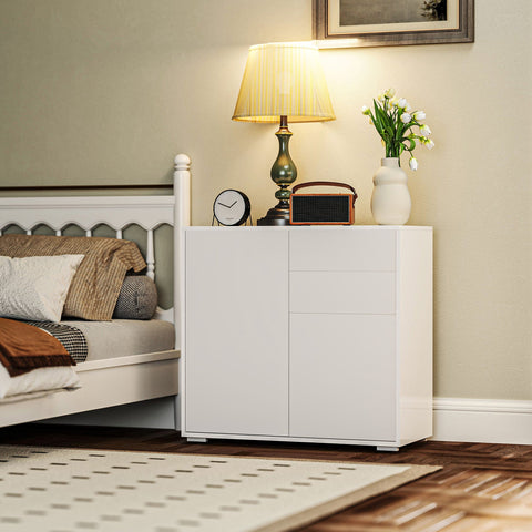 Rootz Storage Cabinet - Sideboard - Side Cabinet - Tipping Protection - 79cm x 36cm x 75cm - White