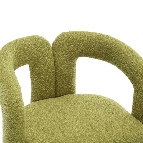 Rootz Swivel Office Chair - Armchair - Barrel Chair - 360° Rotation - Bouclé Fabric - 67L x 55W x 74H cm - Olive Green