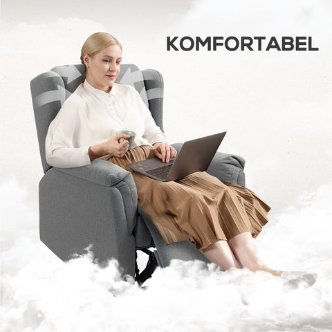 Rootz Adjustable Relaxation Armchair - Upholstery Chair - Recliner Chair - 160° Tilt for Comfort - 80x94x101cm Seated, 80x167x74cm Reclined, Grey