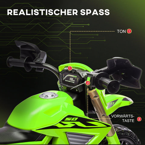 Rootz Electric Motorcycle for Kids - Ride-On Bike - Child's Motorbike - Training Wheels & Sounds - 105cm x 57cm x 62cm