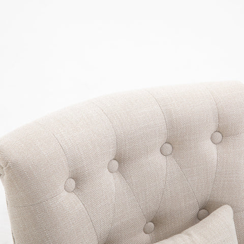 Rootz Soft Upholstered Armchair - Reading Chair - Resting Chair - Back Support - 52.5 x 69 x 77 cm -  White Linen-Look Fabric