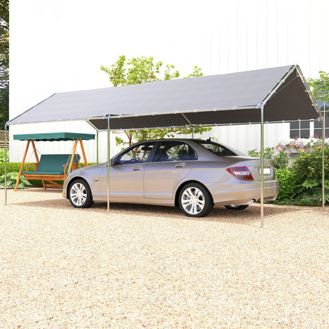 Rootz Carport Roofing - Vehicle Shelter - Auto Cover - Protects from Elements - 5.95m x 2.9m x 2.6m