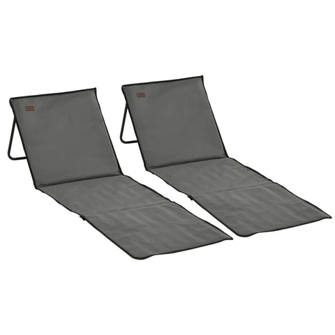 Rootz Beach Lounger - Folding Adjustable - Backrest Side Pocket - Soft Padding - Steel Frame - Polyester - Gray - 142L x 51W x 40H cm
