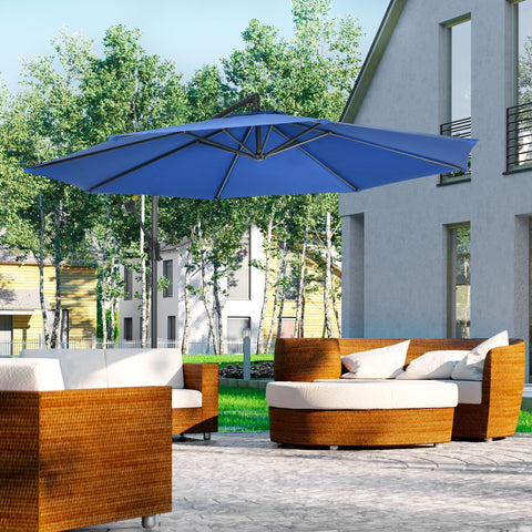 Rootz Offset Tilting Folding Garden Umbrella - Patio Parasol - Sunshade - Optimal Sun Protection - 2.97m x 2.5m with Stand