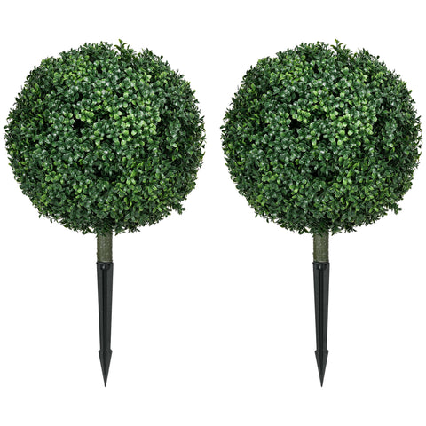 Rootz Set of 2 Artificial Boxwood - Realistic - Weatherproof - Easy Care - 40cm x 70cm