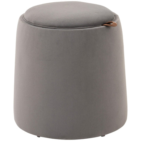 Rootz 2-in-1 Velvet Look Storage Stool - Ottoman - Footrest - Hidden Storage - Removable Tray Lid - 44cm x 47.5cm - Dark Gray