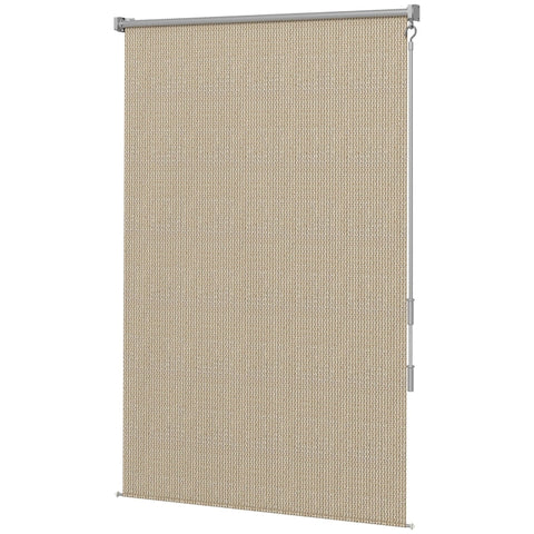 Rootz Outdoor Roller Blind - Sunshade - Privacy Screen - Hand Crank Operation - 120cm x 185cm - Beige - HDPE Fabric - Aluminum Frame