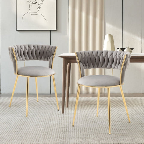 Rootz Velvet Dining Chairs Set - Elegant Velvet Seating - Padded Comfortable Chairs - Solid Structure - 57cm x 55cm x 70cm