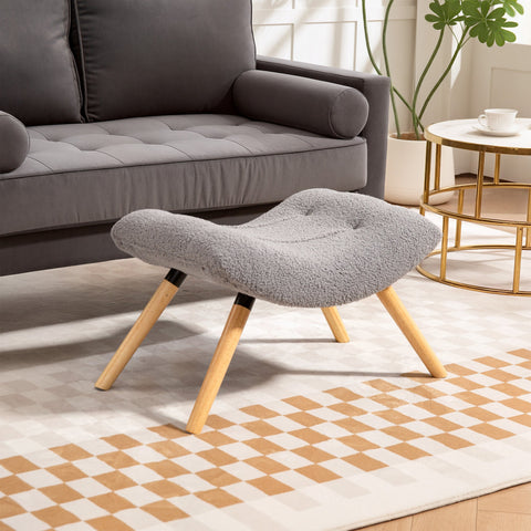 Rootz Modern Foot Stool - Ottoman - Padded Seat - Cozy & Stylish Comfort - Grey - Total Dimensions: 67cm x 45cm x 38cm