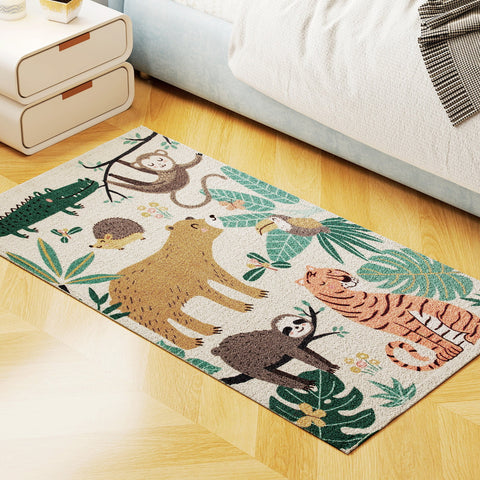 Rootz Fleece Carpet - Jungle Pattern Rug - Sherpa-Fleece Mat - Easy to Care - 150cm x 80cm x 0.7cm
