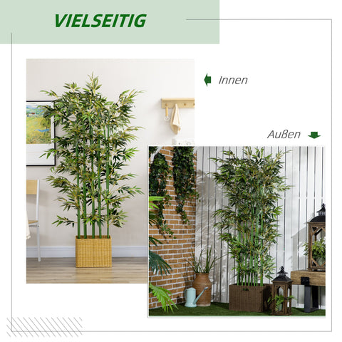 Rootz Artificial Bamboo Plant - Decorative Plant - Faux Plant - Real Look - Easy Care - 180cm High - Pot: 35L x 10W x 10H cm