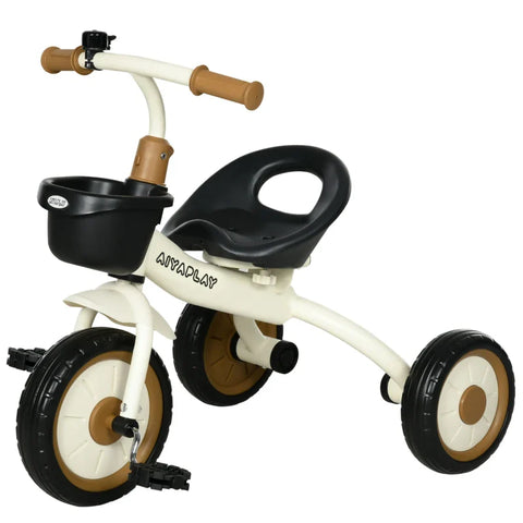 Rootz Tricycle for Children - 2-5 Years - Height Adjustable Seat - Bell - Bicycle Basket - Metal Frame - White - 70.5cm x 50cm x 58cm