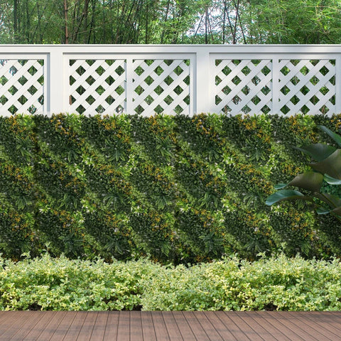 Rootz Kunstplantenwand - Kabelbinders - 12 Elementen - Zonwering - Privacybescherming - Groen + Geel - 50 x 50 cm