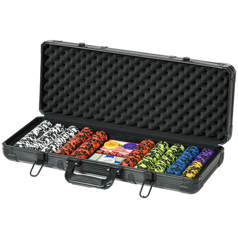 Rootz Poker Case Pokerset - Professional Set - Gambling Kit - 500 Chips - Aluminum Case - 57.5cm x 24cm x 10.5cm