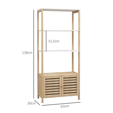 Rootz Bamboo Bathroom Cabinet - Storage Organizer - Bamboo Shelving - Maximize Space - 63 x 30 x 138 cm - Ideal for Modern Bathrooms