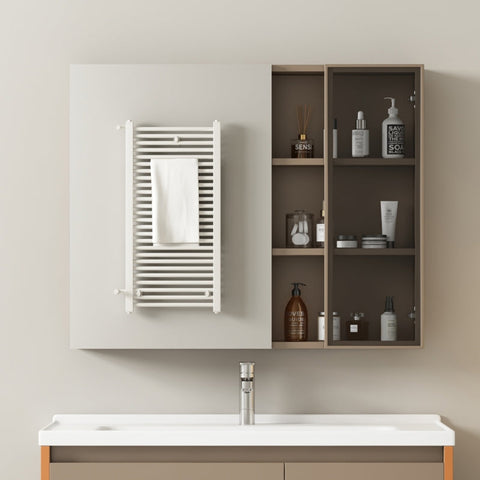 Rootz Mirror Cabinet - Bathroom Storage Unit - Vanity Organizer - Modern Design and Durable MDF - 80cm x 12cm x 75cm